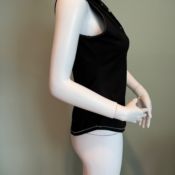 Rayure Paris Black Sleeveless V-Neck Top S - Picture 3 of 10